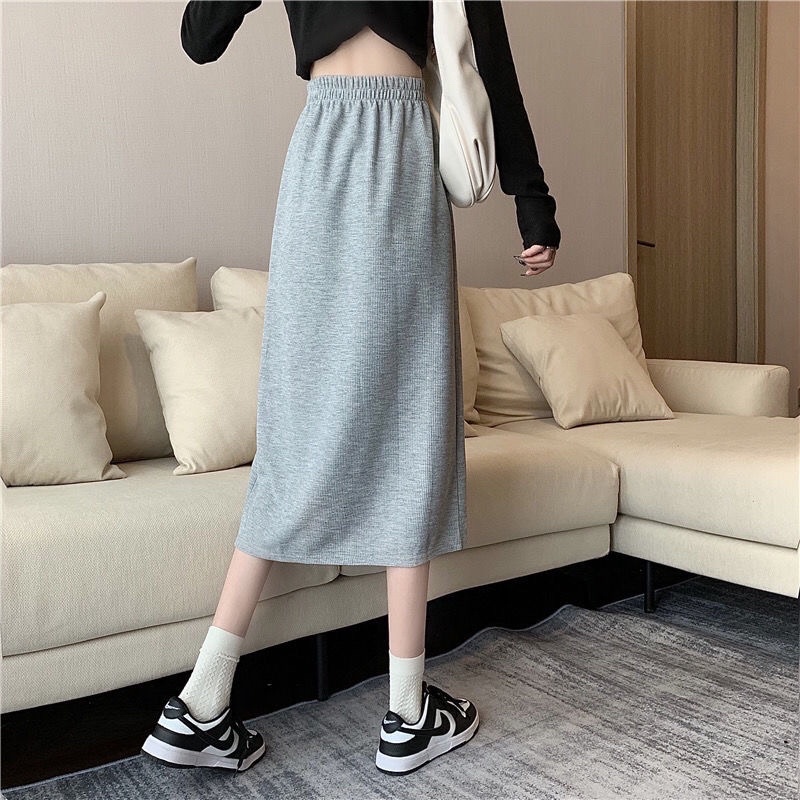 Chân váy midi xẻ tà dài lưng cao, Chân váy dài ulzzang công sở M825 | BigBuy360 - bigbuy360.vn