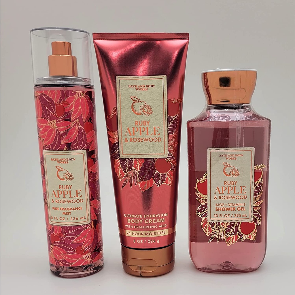 -𝐌𝐨𝐨𝐌𝐨𝐨-Xịt thơm toàn thân Bath &amp; Body Works mùi Ruby Apple &amp; Rosewood 50ml/100ml - 236ml Full Seal - New