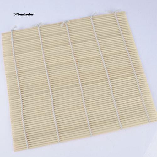 Thảm cuộn sushi tiện dụng bằng tre kèm muỗng xới cơm kích thước 24cm x 24cm