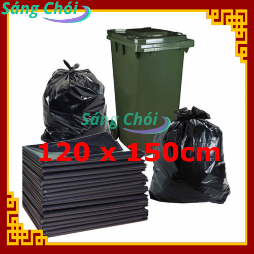 1kg [120 x 150cm Thùng 240L] Túi Đựng Rác Nặng Công Nghiệp PE Đen (Túi Rác) - Vinpack