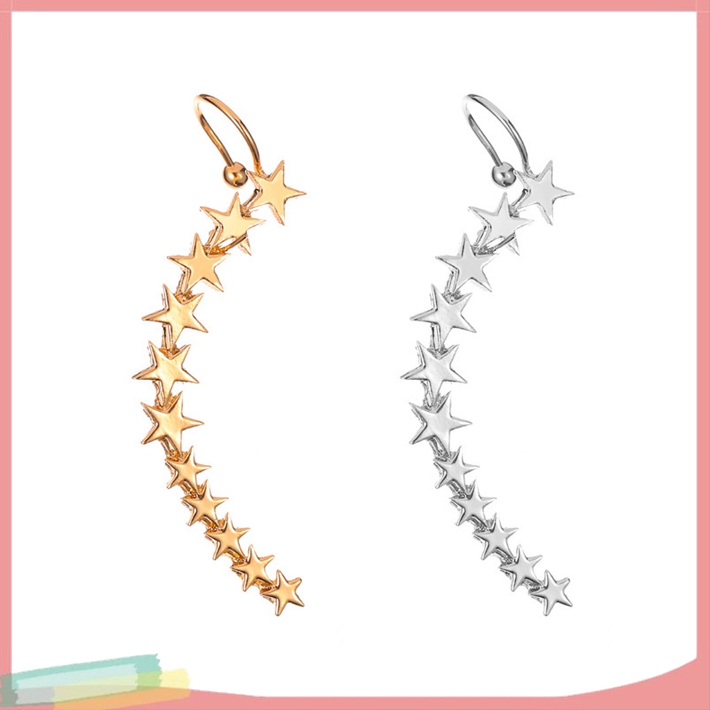 [LK] - 1 Bông Tai Dạng Kẹp Hình Ngôi Sao Năm Cánh Nhẹ Chống Dị Ứng Dễ Phối Đồ Trang Sức Cho Nữ