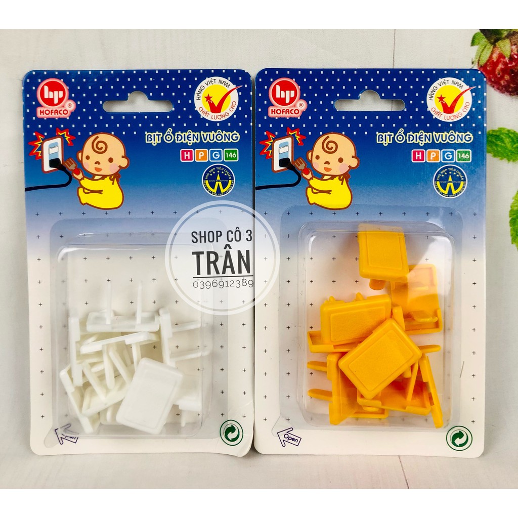 Nút Bịt ổ điện Vuông 10 cái HPG146 Tiện Lợi, An Toàn - Dụng cụ che ổ cắm điện, bảo vệ trẻ nhỏ