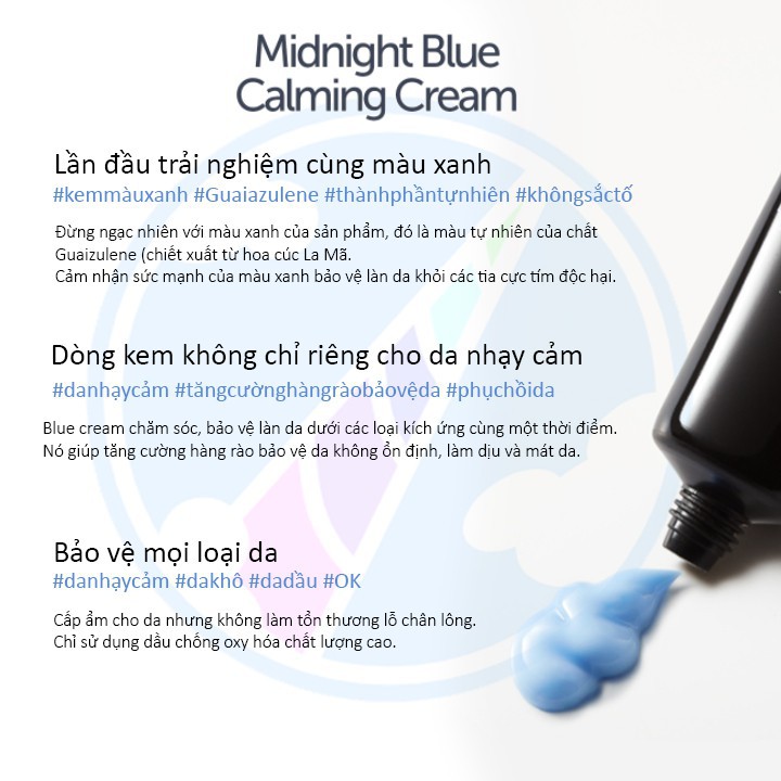 Kem Dưỡng Phục Hồi Da Ban Đêm Klairs Midnight Blue Calming Cream 60ml