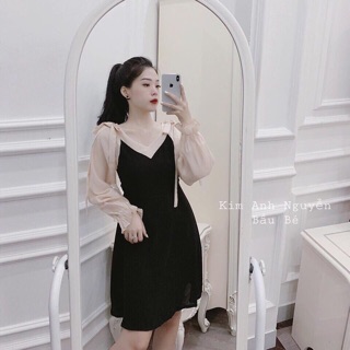 Đầm Cổ Tim Thắt Nơ Xinh