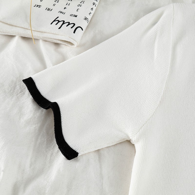 Áo Thun Tay Ngắn Cổ Polo Dáng Ôm Màu Đen Trắng Phong Cách Hàn Quốc | BigBuy360 - bigbuy360.vn