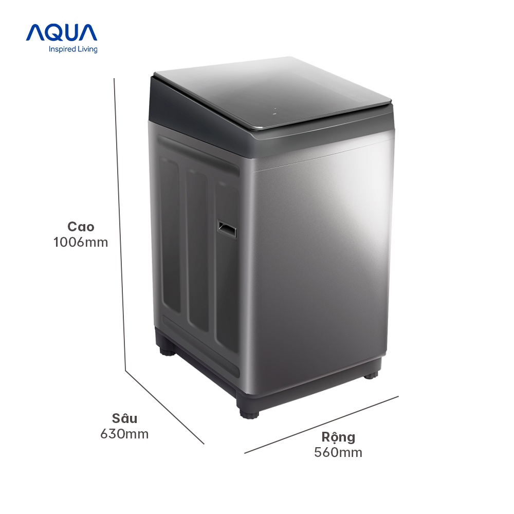 Freeship Toàn Quốc - Máy giặt cửa trên 9kg Aqua AQW-F91GT.S