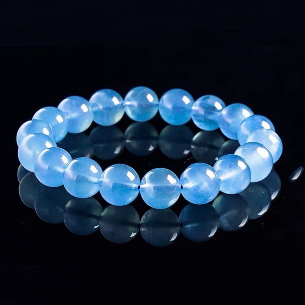 Vòng tay aquamarine - Nam/nữ - Hạt màu xanh sáng bóng - Kioj