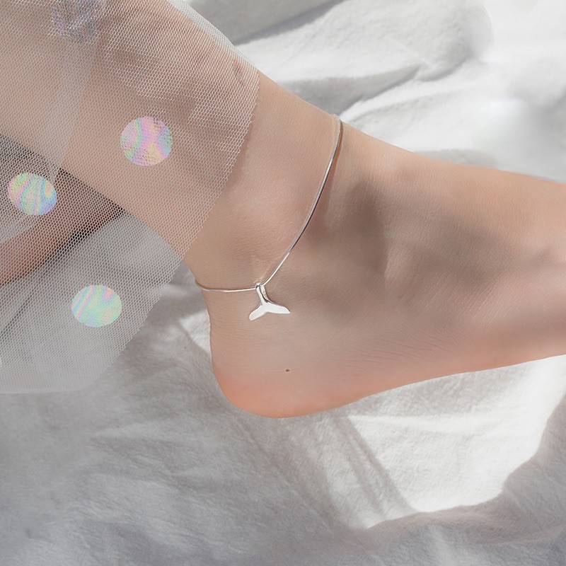 Lắc chân bạc nữ mặt đuôi cá xinh xắn 🐳