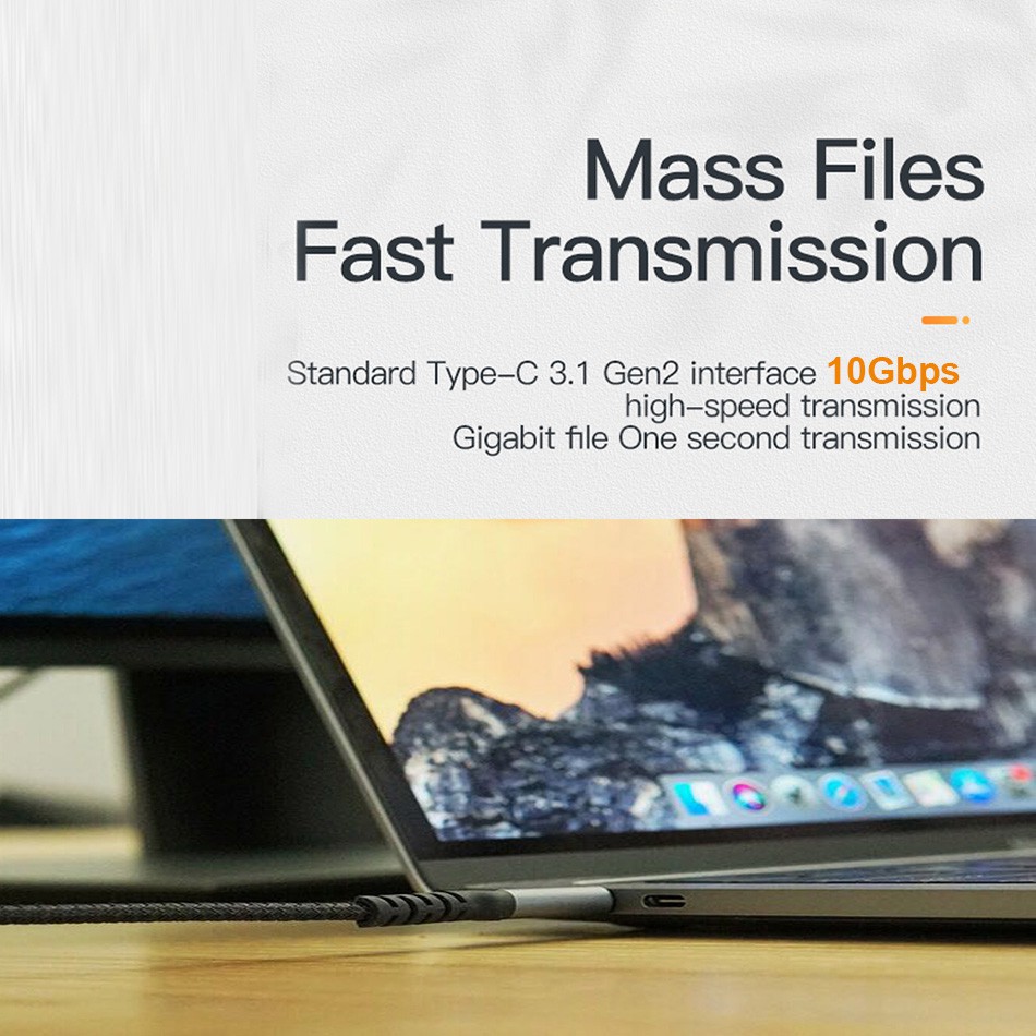 Cáp usb-c 3.2 gen 2x1 tốc độ 10Gbps xuất màn hình 4k@60hz Thunderbolt 20Gbps macbook imac - sạc nhanh 100W PD QC 4.0