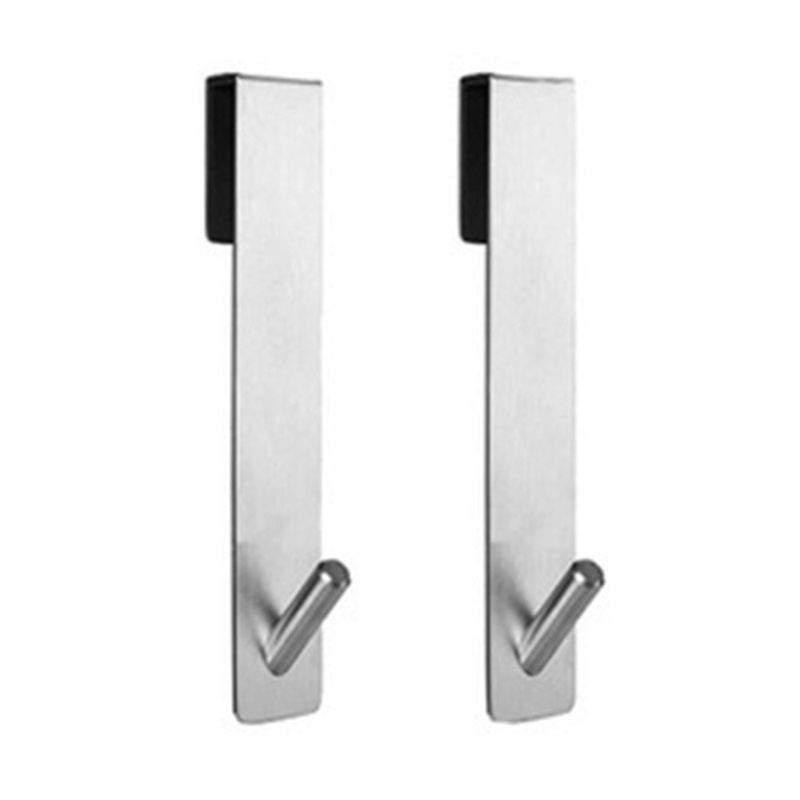 Set 2 Móc Treo Áo Khoác Bằng Thép Không Gỉ Gắn Phía Sau Cánh Cửa Không Cần Khoan