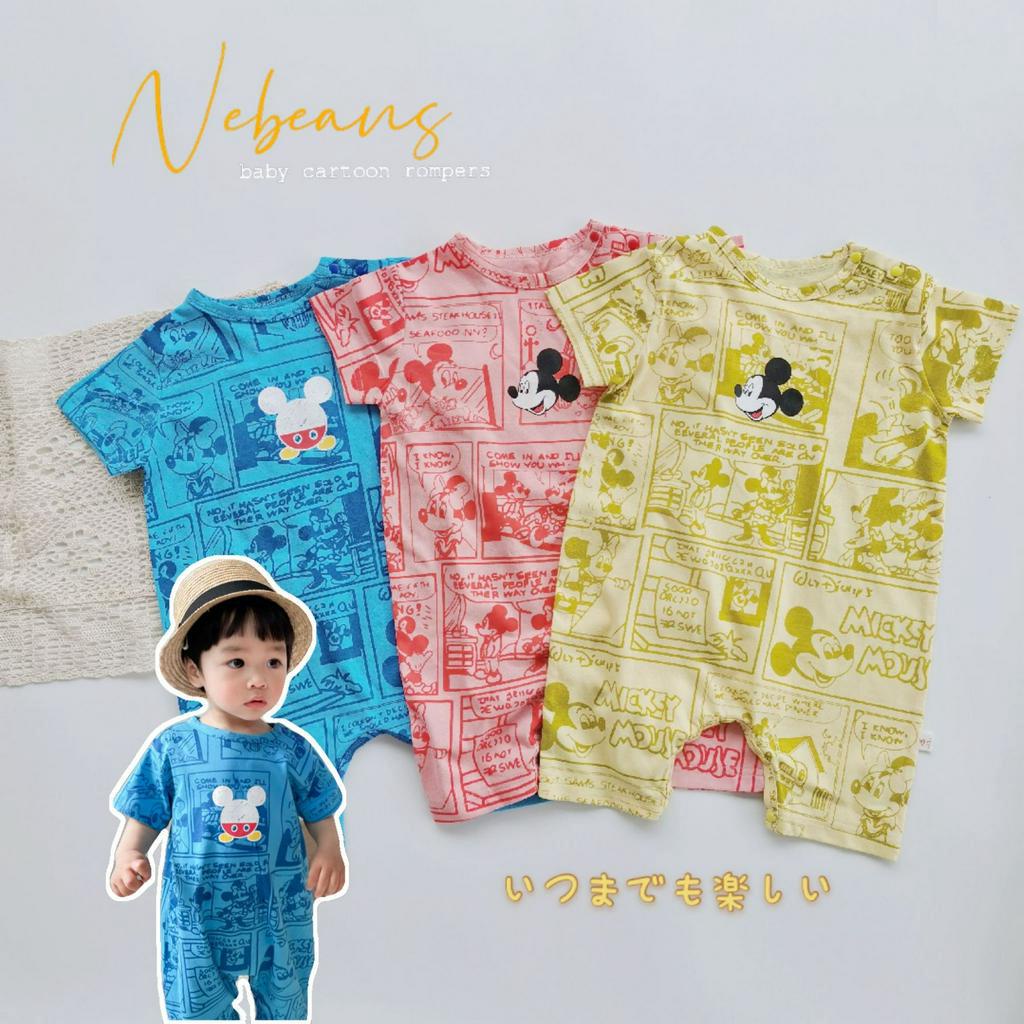 Bộ Áo Liền Quần Tay Ngắn Hoạ Tiết Hoạt Hình Đáng Yêu Cho Bé Trai