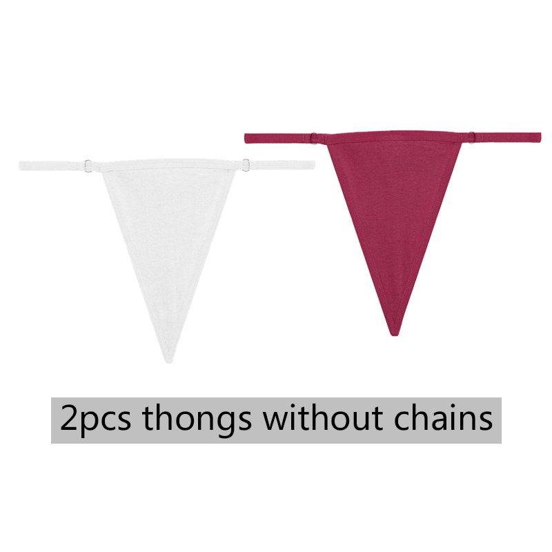2 Quần lót cotton lọt khe TAKETALK kiểu chữ T lưng thấp phối dây xích tháo rời được quyến rũ cho nữ S-L