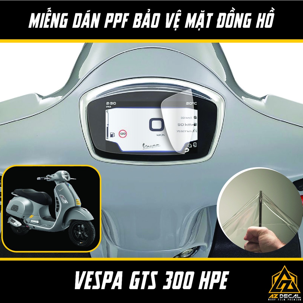 Miếng Dán Film PPF Mặt Đồng Hồ Xe Vespa GTS 300 HPE | Decal Trong Suốt Bảo Vệ Đồng Hồ Xe Máy Chống Nước Chống Xước