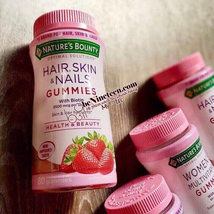 Kẹo Dẻo Nature's Bounty Hair, Skin & Nails Gummies Làm Đẹp Da, Tóc [BeNineteen Cosmetics] | BigBuy360 - bigbuy360.vn