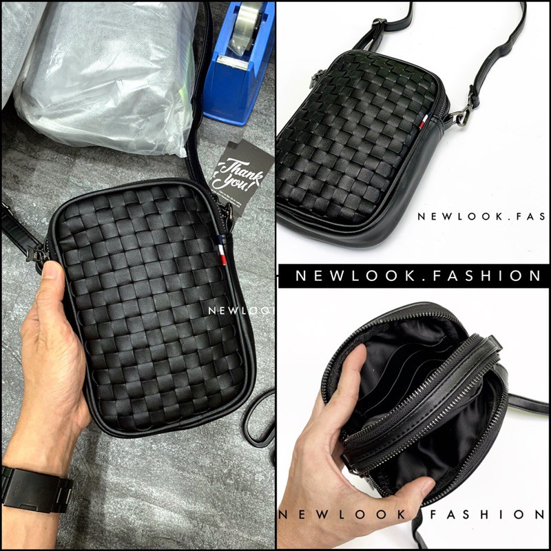 ★ TÚI ĐEO CHÉO NAM NỮ DA PU ĐAN THỦ CÔNG ( 2 ngăn chính + 1 ngăn phụ sau túi ) | BigBuy360 - bigbuy360.vn