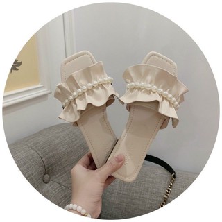 DÉP THỜI TRANG NỮ BÁNH BÈO 3 MÀU ĐÍNH NGỌC CỰC XINH