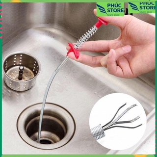Dụng cụ thông tắc bồn cầu thông minh, thông tắc cống, Dài 60cm, Dây thép không gỉ, Đầu kẹp chắc chắn. Thông tắc bể phốt