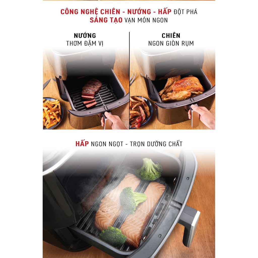 Nồi chiên không dầu Tefal 3 trong 1 Easy fry Steam &amp; Grill FW201815