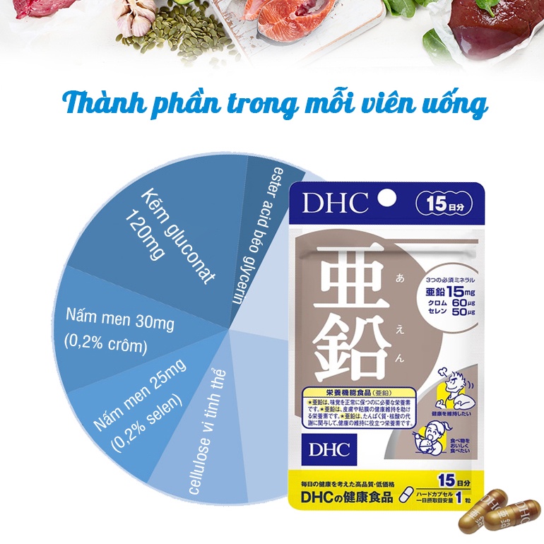 Combo viên uống biotin và kẽm DHC Nhật Bản, hỗ trợ mọc tóc, ngăn rụng tóc, bổ sung kẽm, viên uống 30 ngày TM-DHC-CB21