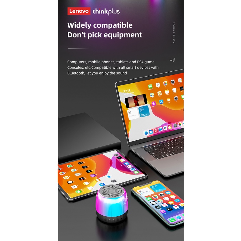 Lenovo Chính Hãng K3/K3 Plus Bluetooth Loa Di Động Loa Nghe Nhạc Ngoài Trời Không Dây Mini Cột Nghe Nhạc Stereo Vòm Bass Hộp Chống Nước