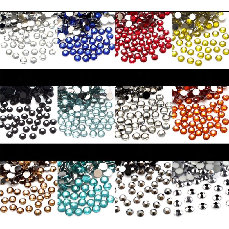 Túi 200 charm hạt đá Diamond Rhinestone nhiều màu size 5mm trang trí đính nail, nạm móc khóa, DIY