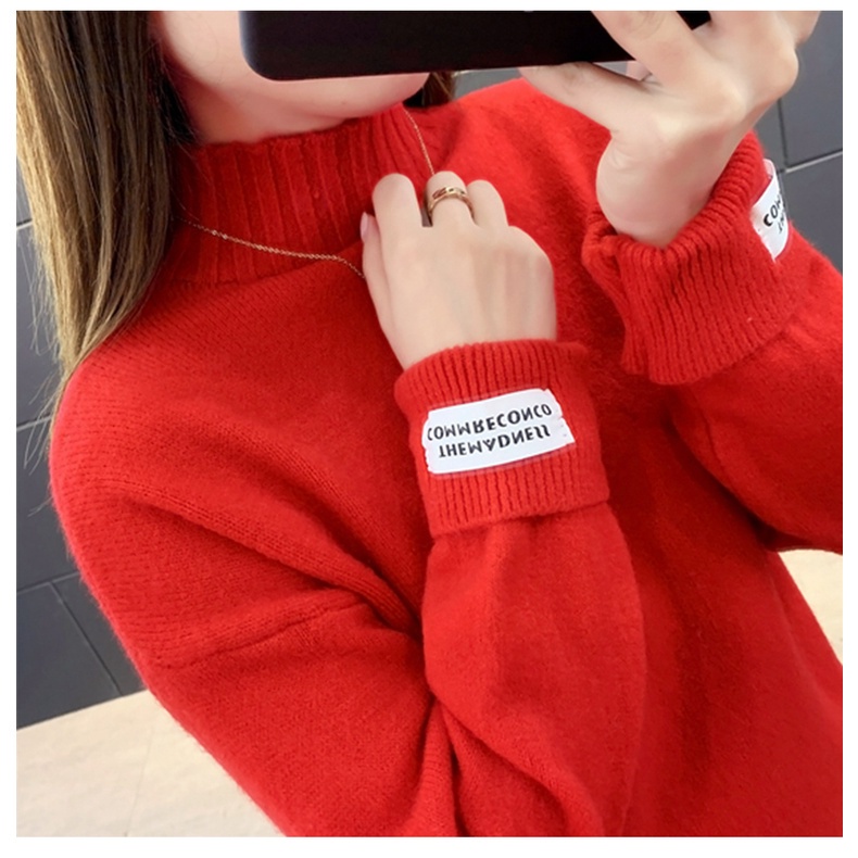 Áo len SUXI dài tay cổ cao dáng rộng thiết kế mới thời trang mùa thu dành cho nữ