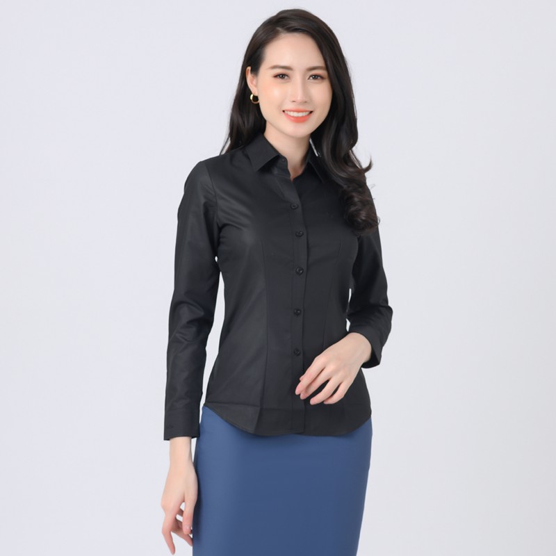 Áo sơ mi công sở nữ dài tay trơn Thái Hòa 8 màu sắc siêu đẹp