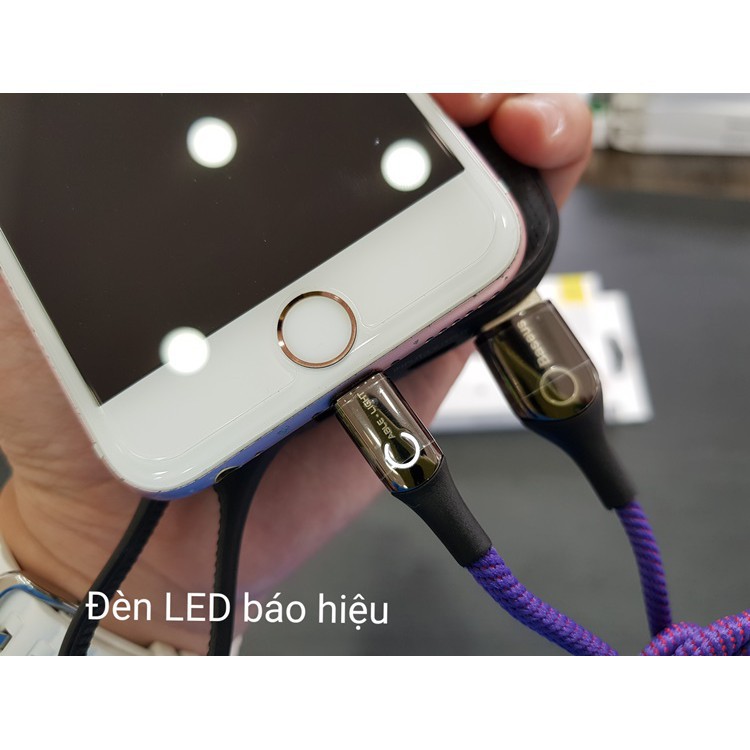 Dây Sạc iPhone Chính Hãng Baseus C-Shaped Light - Cáp Sạc TỰ NGẮT THÔNG MINH Khi Sạc Đầy Pin dây dù chống gãy - BH 1 Năm