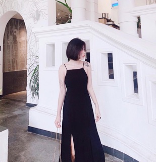 ĐẦM MAXI ĐEN 2S XẺ xt