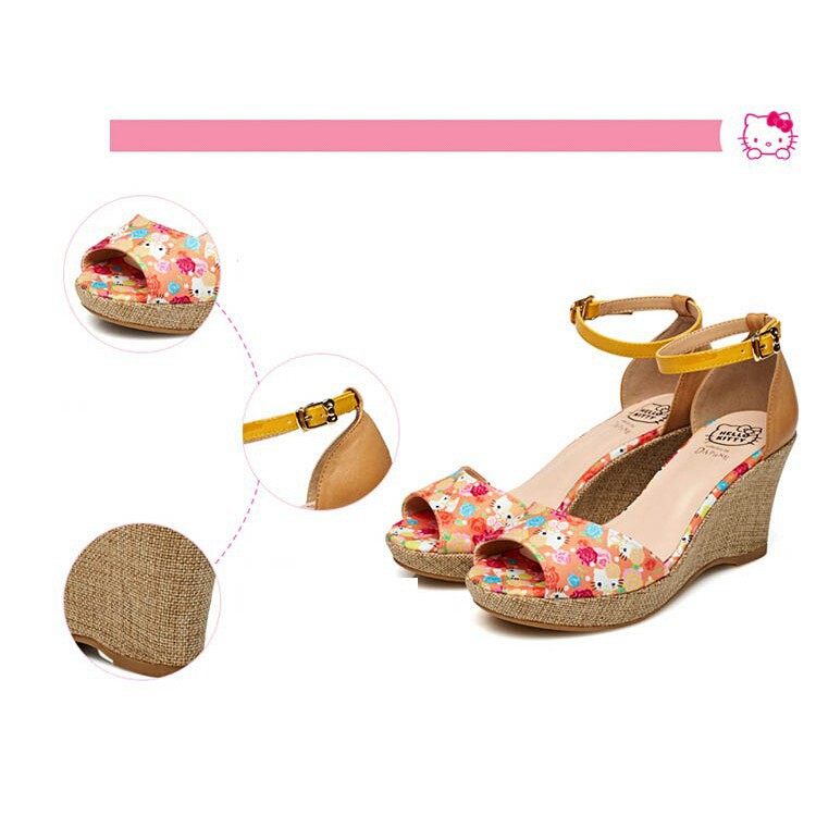 Hello Kitty Orange Wedges Shoe - Giày hàng hiệu đế xuồng săn sale