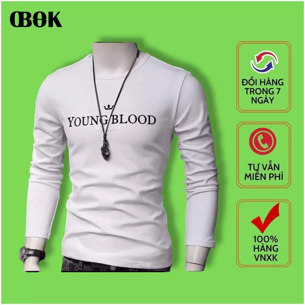 Áo Thun Nam Cổ Tròn OBOKFASHION, Áo Phông Nam Tay Dài , Chất Liệu Cotton, Thoáng Mát, Thời Trang Cao Cấp ATD09