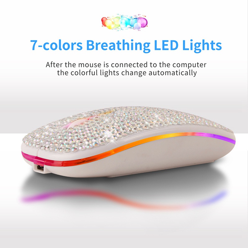 Rechargeable Silent Wireless Mouse Diamond-Studded Dual-e Mouse Colorful Glowing Mouse Sier