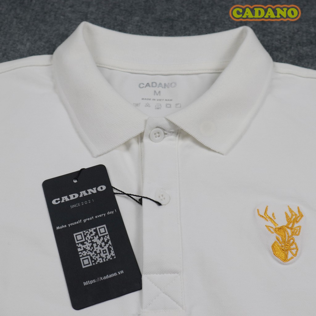 Áo polo nam, thương hiệu CADANO, thêu họa tiết, vải cotton co giãn màu trắng trẻ trung,  dòng Cao Cấp CAD001 | BigBuy360 - bigbuy360.vn