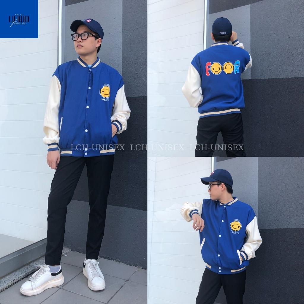 Áo khoác bóng chày nam nữ chất da lộn mềm mịn Bomber jacket 2 lớp kiểu unisex form rộng LCH