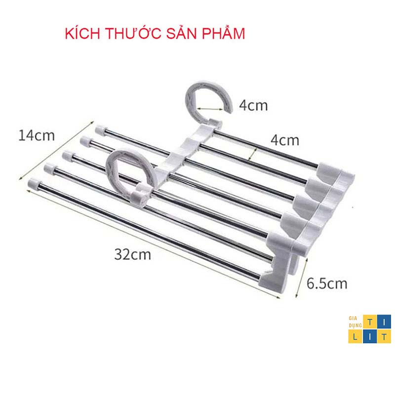 Móc treo quần áo khăn mặt inox 5 thanh (MÓC TREO ĐA NĂNG)