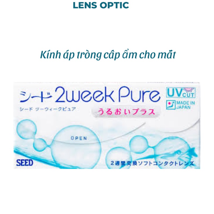 Kính áp tròng SEED 2 tuần không màu 2 Week Pure Up-1 hộp, lens mắt trong suốt có độ cận - Lens Optic