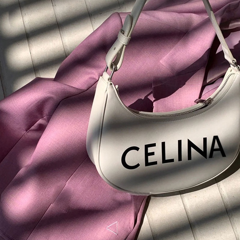 Túi đeo vai / kẹp nách một bên in họa tiết phong cách Retro Pháp cho nữ