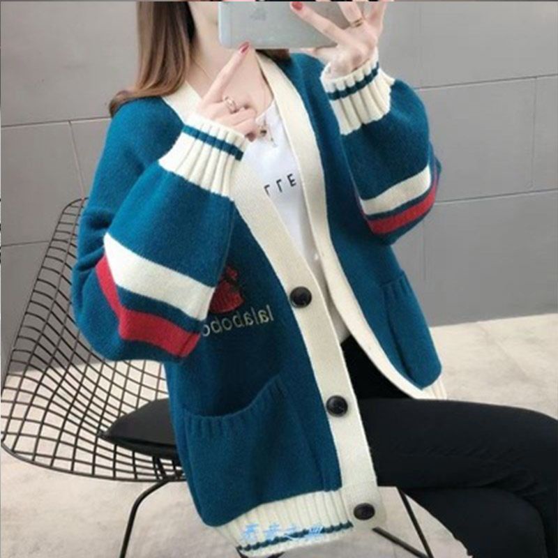 Áo Khoác Cardigan Dệt Kim Dáng Rộng Phong Cách Hàn Quốc Thời Trang Thu Đông Hàng Mới Năm 2021