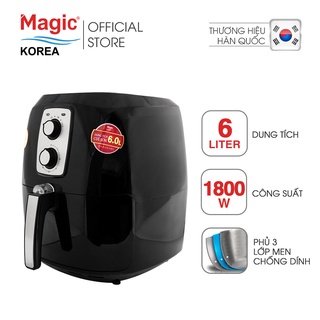 Nồi chiên không dầu Magic Korea A-83 Đen 6L cho gia đình 6-8 người,chiên nướng nguyên một con gà 1.8kg, BH chính hãng