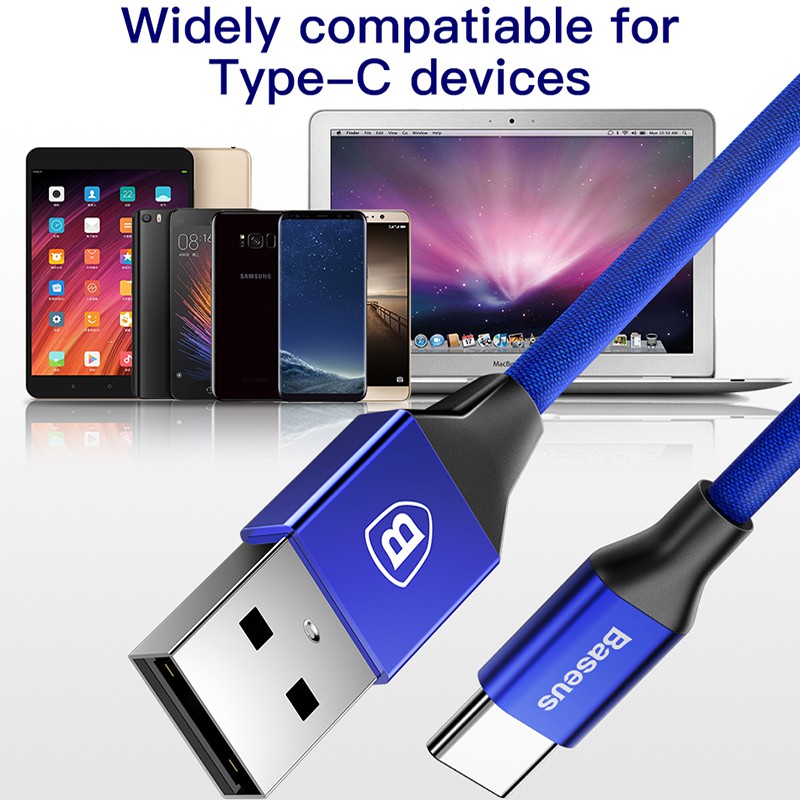 Dây Cáp Baseus Cổng Type C Usb 3a Sạc Nhanh Cho Android Samsung Huawei Xiaomi Và Điện Thoại Cổng Type-C