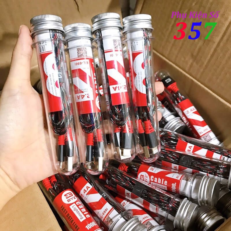 Cáp sạc nhanh BYZ BL690 dạng ống nghiệm dây dù cổng ip &amp; android