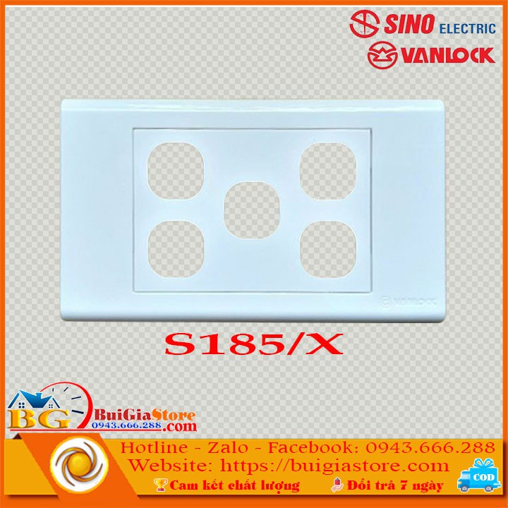 Mặt 5 lỗ công tắc Sino Vanlock S185X (Seri S18)