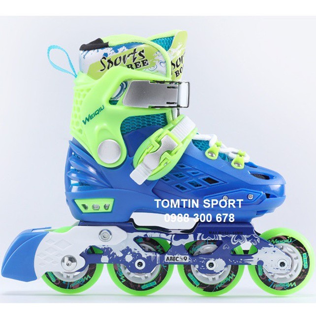 Giày patin trẻ em Weiqui Sport Boree cao cấp bánh led kèm bảo hộ chân tay dáng thể thao, quà tặng sinh nhật và năm mới