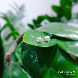 Bông Tai Bạc 925 Hanada Hoa Hồng 1162