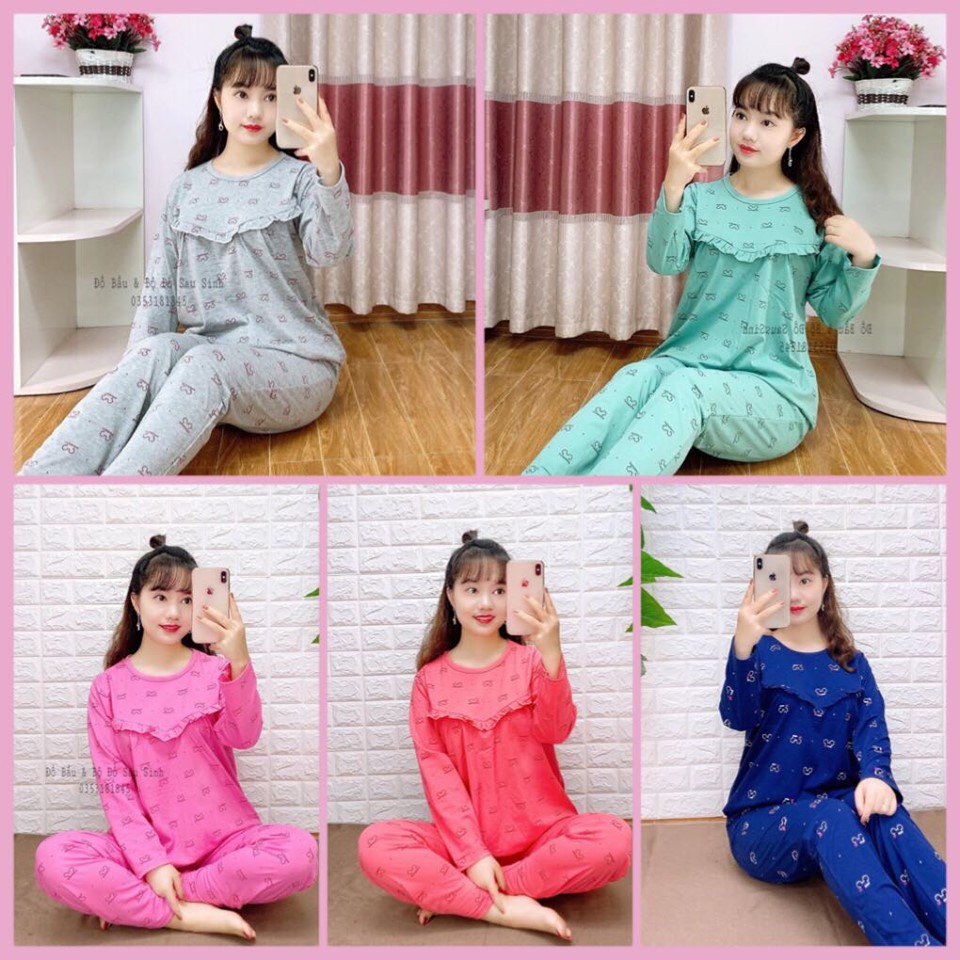 [SIZE 50-70KG]Bộ Đồ Bầu Sau Sinh Gấu Kéo Khoá Ngang Cho Mẹ