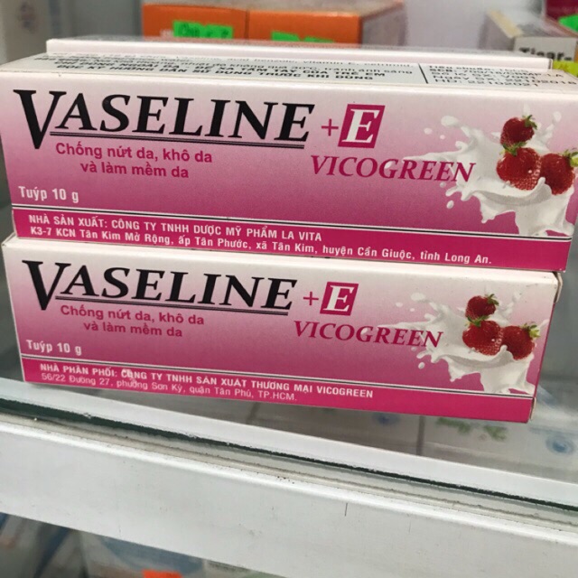 Vaseline +E làm mềm khô , nứt nẻ, khô môi......tuýp 10 g