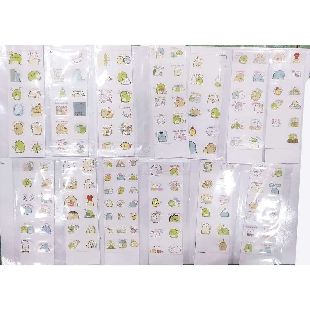sticker sumikko hoạt hình SI3 hình dán dễ thương trang trí dán sổ dán điện thoại 1 tờ 7*19,5cm bullet journal
