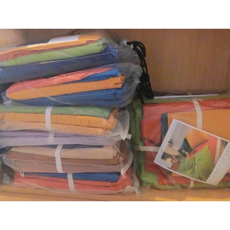 COTTON TC MIX &amp; MATCH - Bộ vỏ chăn ga giường cotton tici phối màu Suhali đủ kích thước