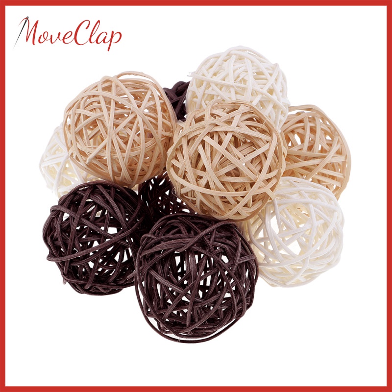 Set 15 Quả Cầu Mây Đan Tự Nhiên Kích Thước 3cm Dùng Trang Trí Tiệc Cưới / Nội Thấ