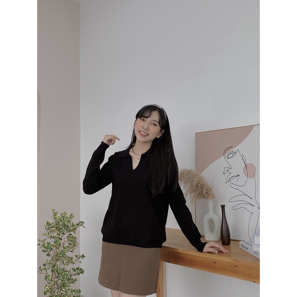 ÁO LEN CỔ V TRƠN DÀI TAY | BigBuy360 - bigbuy360.vn